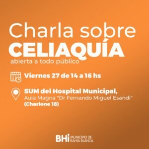 El Hospital Municipal organiza charla gratuita sobre celiaquía y cuidados en alimentos sin gluten. Participan nutricionistas