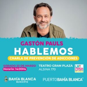 El municipio presenta charla de prevención de adicciones con el actor Gastón Pauls.