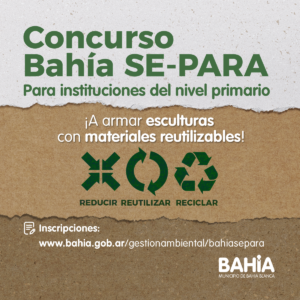 La Subsecretaría de Gestión Ambiental convoca a escuelas primarias a participar en un concurso de esculturas elaboradas con materiales reciclables. El objetivo es promover la conciencia ambiental y la clasificación de residuos entre estudiantes.