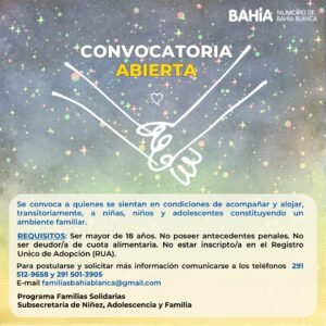 El municipio continúa la convocatoria para personas que deseen acompañar y alojar transitoriamente a niñas