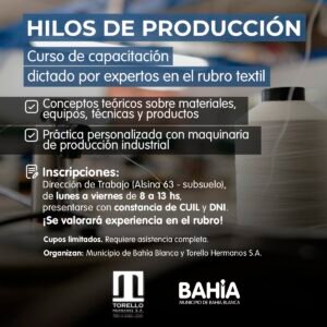 El Municipio abre inscripciones para el curso Hilos de Producción