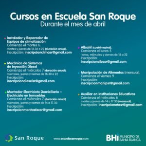 La Escuela Municipal San Roque ofrece seis nuevos cursos de formación profesional con inicio en abril