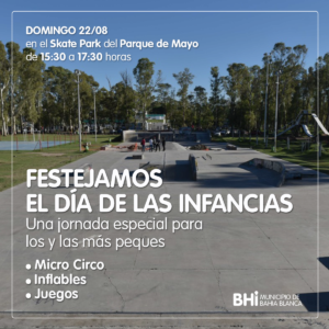 Se realizará una jornada especial por el Día de las Infancias el domingo en el Skate Park del parque de Mayo