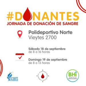 Se realizará campaña de donación de sangre el sábado y domingo en Polideportivo Norte (Vieytes 2700)