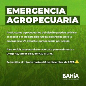 El Municipio habilita la solicitud de acceso a declaración jurada electrónica para productores agropecuarios afectados por sequía. Asesoramiento en Drago 45