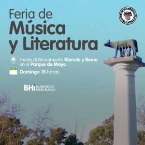 Se realizará una Feria de Música y Literatura el domingo 21 en el Parque de Mayo desde las 15 horas. Contará con puestos de libros