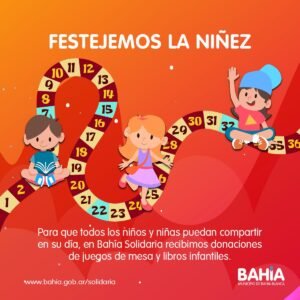 Bahía Solidaria recibe donaciones de juguetes y libros para distribuir en el Día de la Niñez.