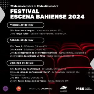 Se presenta la programación del Festival Escena Bahiense 2024 con múltiples obras teatrales