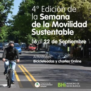 La Semana de la Movilidad Sustentable continúa con pedaleadas nocturnas en Bahía Blanca (jueves) y Punta Alta (viernes) conducidas por Fabián Wagmister. Organizado por Plataforma Sustentabilidad Integral