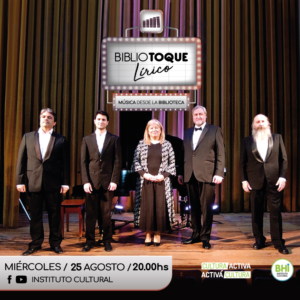 Se presenta un bonus track del ciclo cultural Bibliotoque Rivadavia con un concierto lírico a cargo de destacados artistas bahienses. La presentación se transmitirá el miércoles 25 desde las 20 hs por el canal de YouTube del Instituto Cultural.