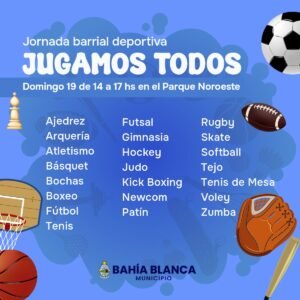 Tarde deportiva familiar el domingo en Parque Noroeste con más de 20 disciplinas y actividades.