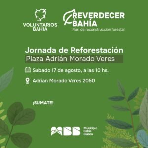 Jornada de reforestación voluntaria sábado en plaza Adrián Morado Veres a las 10 hs.