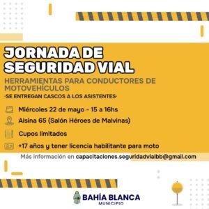 Jornada de seguridad vial para motociclistas con capacitación y entrega de cascos el miércoles 22.