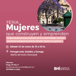Se realizará la feria 'Mujeres que construyen y emprenden' con productos locales de emprendedoras: textiles