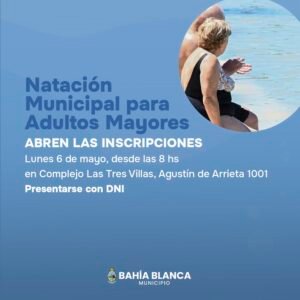Abren inscripciones para clases de natación gratuitas destinadas a adultos mayores.