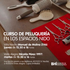Se abre la inscripción para un curso de Peluquería en los espacios NIDO de Villa Nocito y Vista Alegre