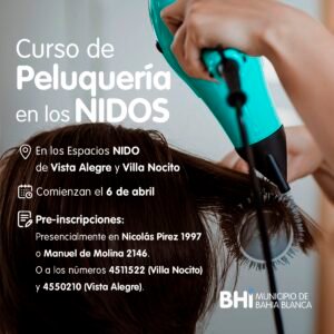 Abierta la pre-inscripción para el curso de peluquería en espacios NIDO de Vista Alegre y Villa Nocito