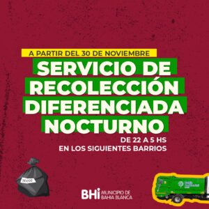 El municipio implementa cambios en la recolección de residuos urbanos con horario nocturno de 22 a 5 horas en 13 barrios y zonas específicas
