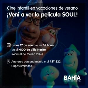 Proyección de la película SOUL en el Espacio Nido de Villa Nocito (Manuel de Molina 2146) a las 16 horas. Cupos limitados. Informes al 4511522.