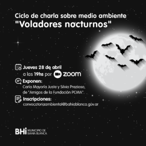 Se realizará mañana a las 19 hs una charla abierta sobre 'Voladores nocturnos' con especialistas en conservación de murciélagos. Participación gratuita vía Zoom previa inscripción.