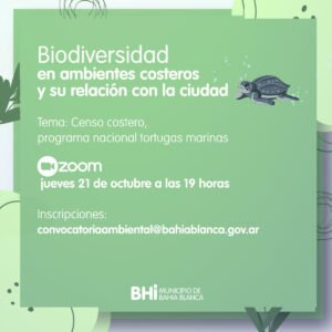 Inicia hoy un ciclo de charlas sobre biodiversidad en ambientes costeros con la bióloga Mirna Damiani. Primer encuentro vía Zoom sobre censo costero y programa nacional de tortugas marinas. Inscripción hasta las 14 h.